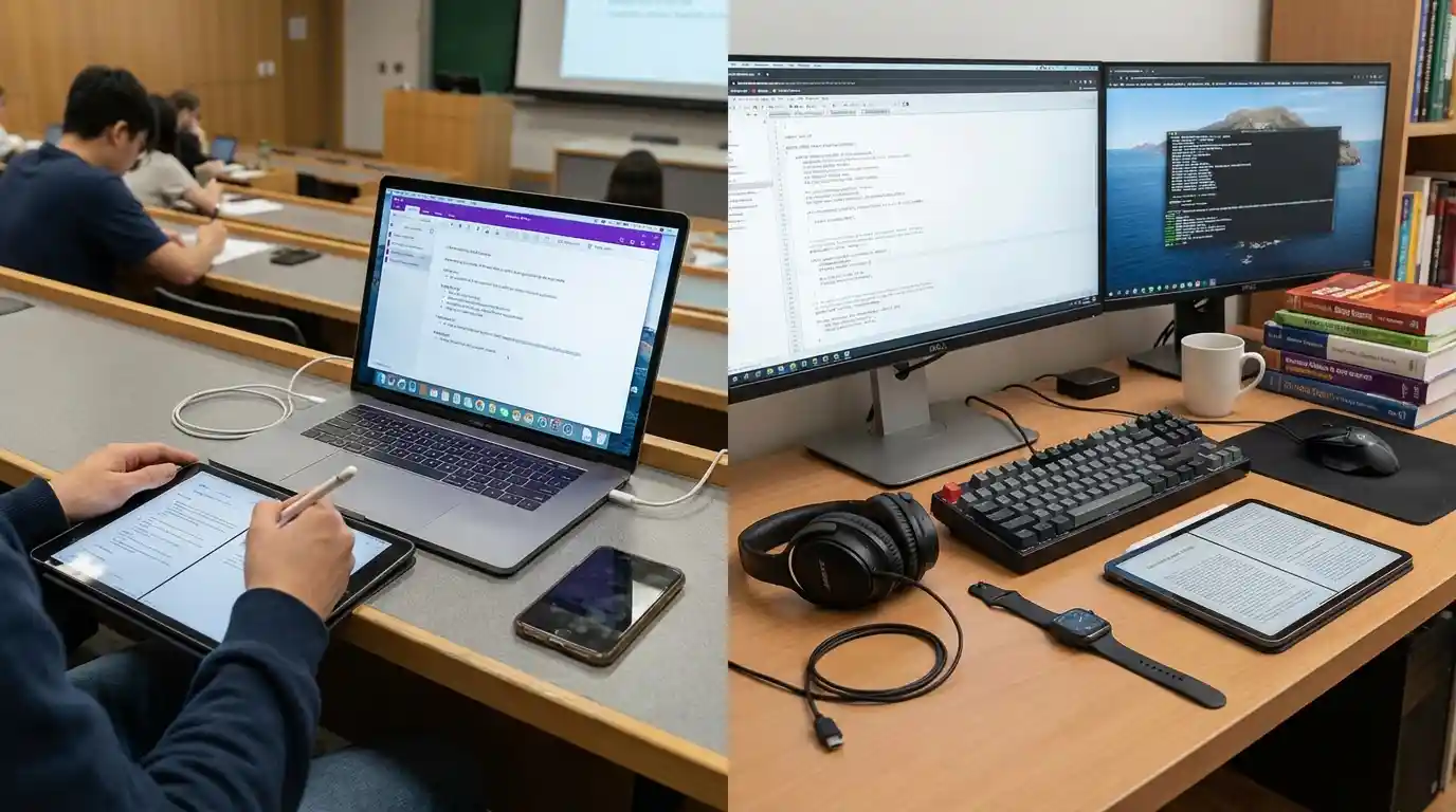 &iquest;Qu&eacute; dispositivos usa un estudiante en clase y durante el estudio 1