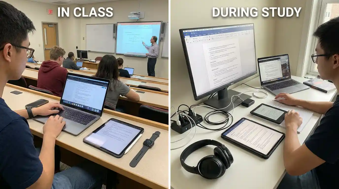 &iquest;Qu&eacute; dispositivos usa un estudiante en clase y durante el estudio 2