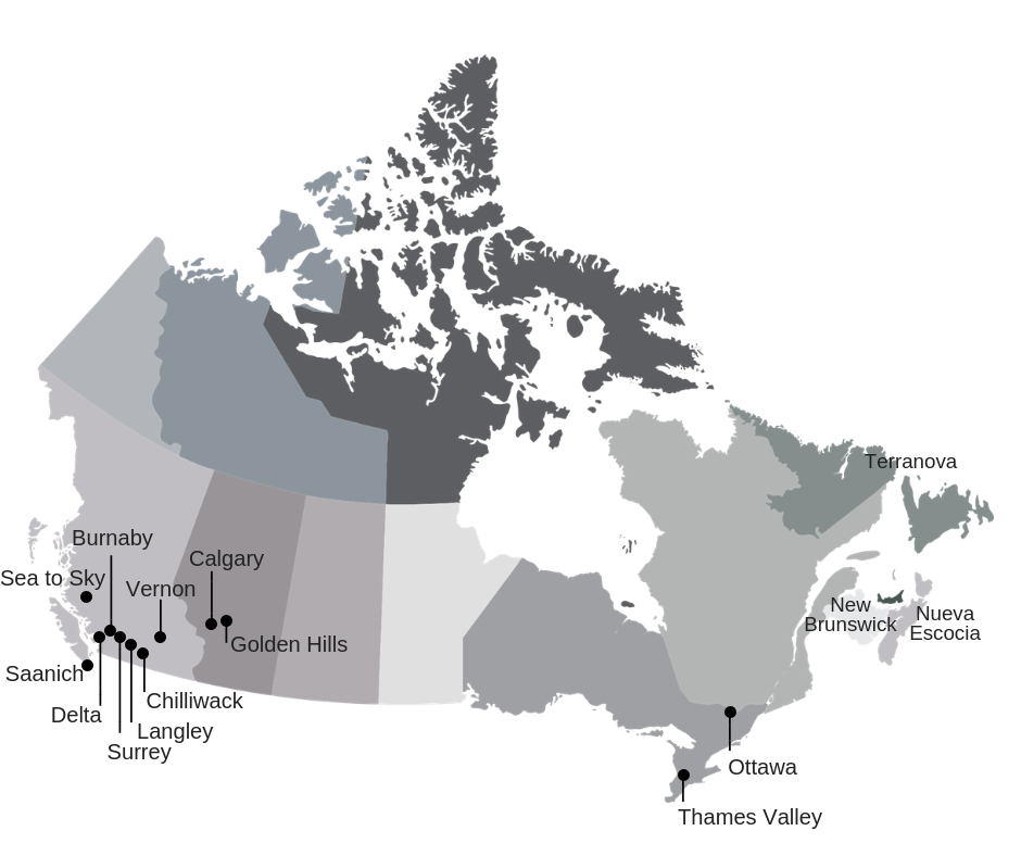Mapa Canadá curso escolar