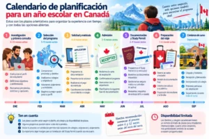Calendario para planificar un año escolar en Canadá: investigación, selección, solicitud, admisión, preparación y comienzo de curso