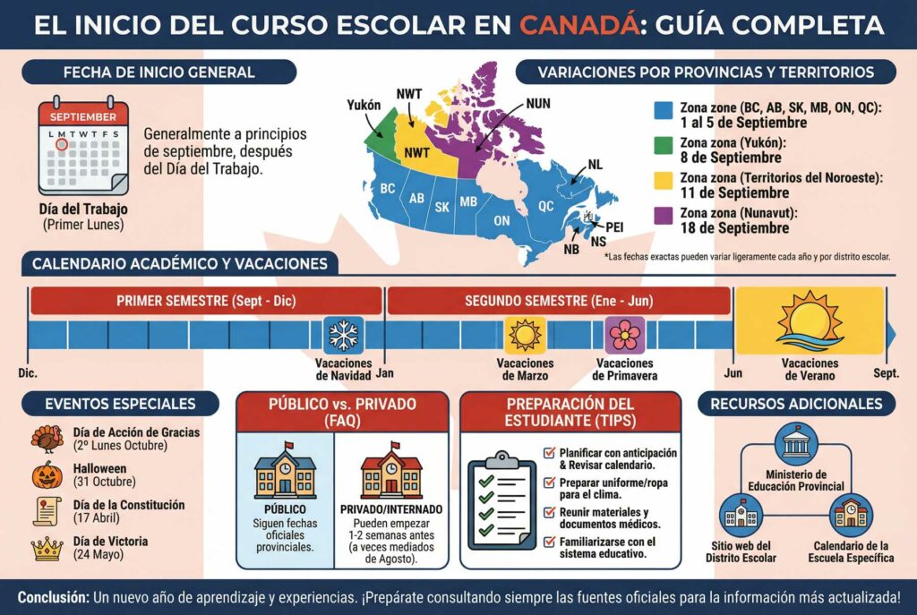 comienzo curso escolar canada