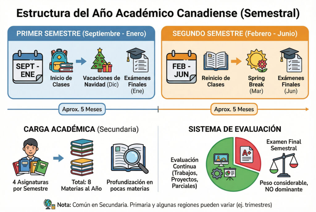 estructura a&ntilde;o escolar canadiense